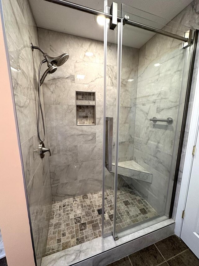 185 Laurel Dr, Fancy Gap, VA 24328 - full bath with a stall shower and tile patterned flooring
