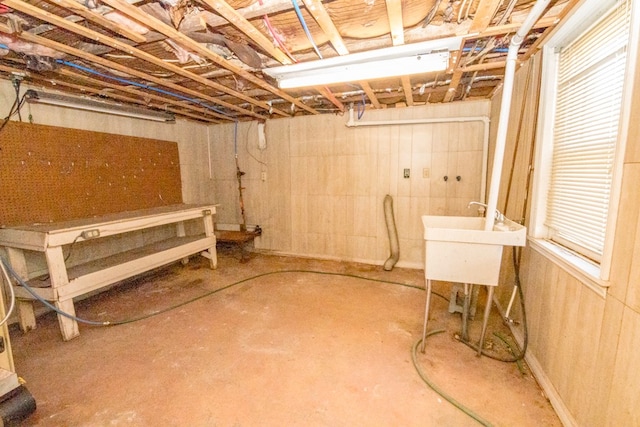basement featuring sink