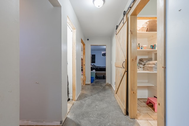 corridor with a barn door