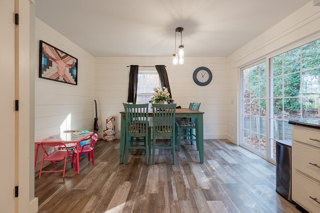 dining area featuring dark hardwood / wood-style flooring