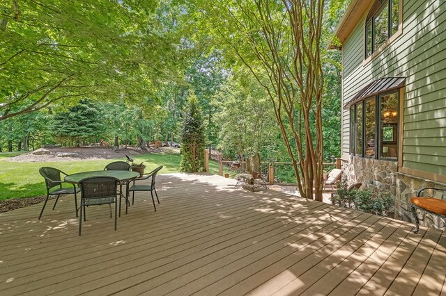 18549 Landridge Way, Abingdon, VA 24211 - wooden deck featuring outdoor dining area and a yard
