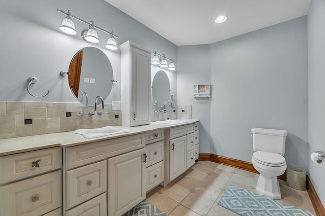 18549 Landridge Way, Abingdon, VA 24211 - full bathroom with double vanity, tile patterned floors, and backsplash