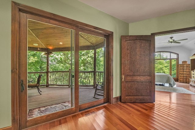 18549 Landridge Way, Abingdon, VA 24211 - doorway to outside featuring hardwood / wood-style flooring and ceiling fan