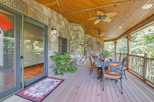 18549 Landridge Way, Abingdon, VA 24211 - wooden terrace with a ceiling fan and outdoor dining area