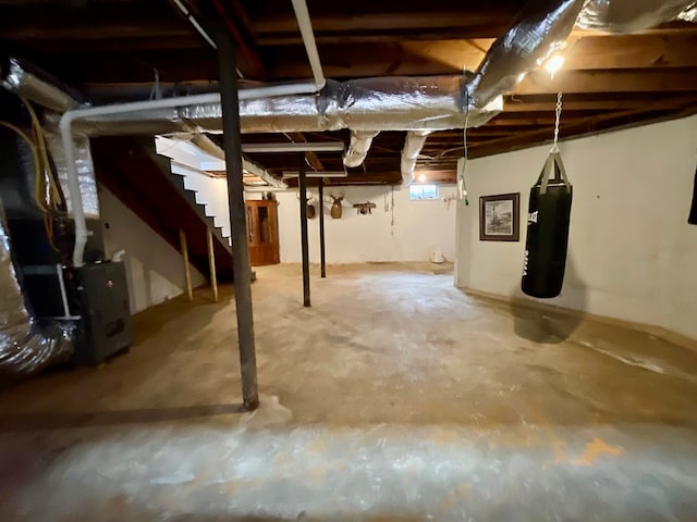 unfinished basement with stairway