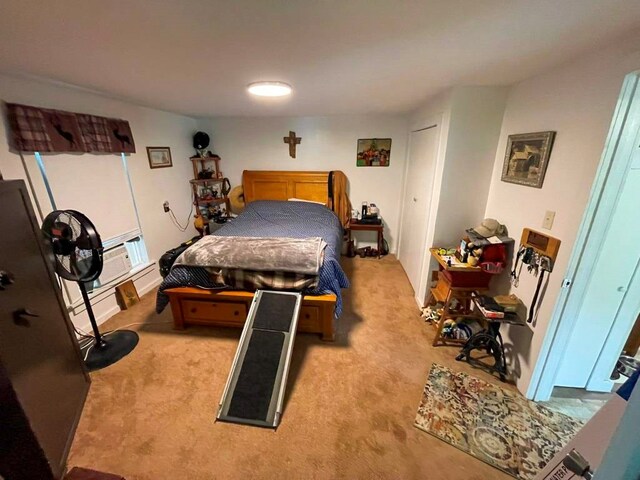 232 Echo Ridge Ln, Elk Creek, VA 24326 - bedroom featuring light colored carpet and a wall mounted air conditioner