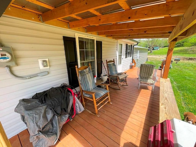 232 Echo Ridge Ln, Elk Creek, VA 24326 - wooden terrace with a lawn