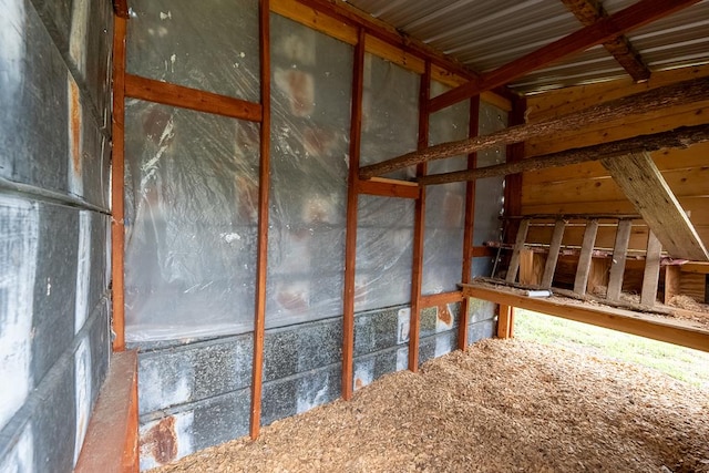 view of unfinished attic