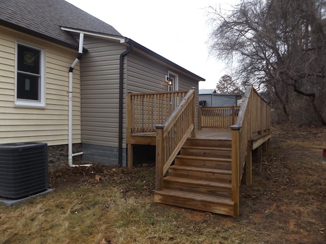 wooden terrace featuring central AC