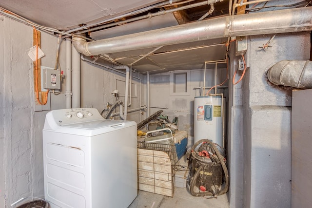 utility room with washer / clothes dryer and water heater