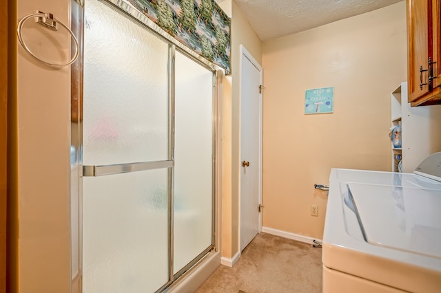 575 Apache Trl, Fancy Gap, VA 24328 - bathroom with a shower stall and a textured ceiling