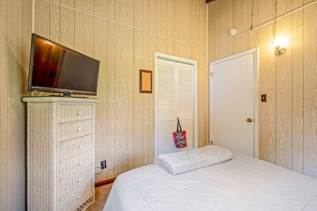 575 Apache Trl, Fancy Gap, VA 24328 - bedroom with wood walls and a closet