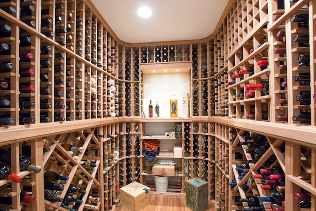 view of wine cellar