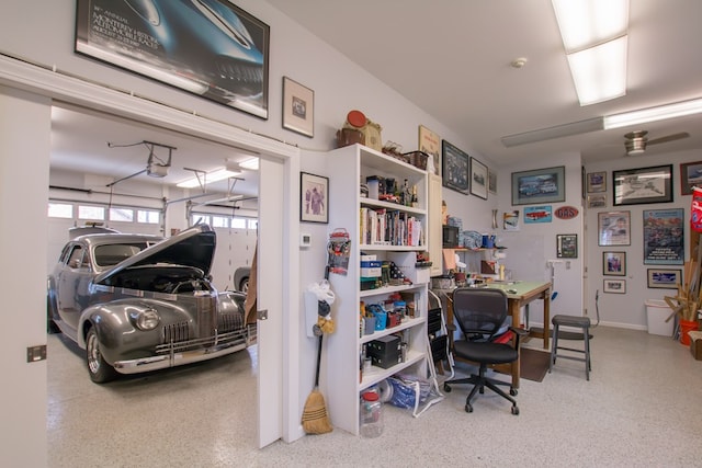 office featuring speckled floor
