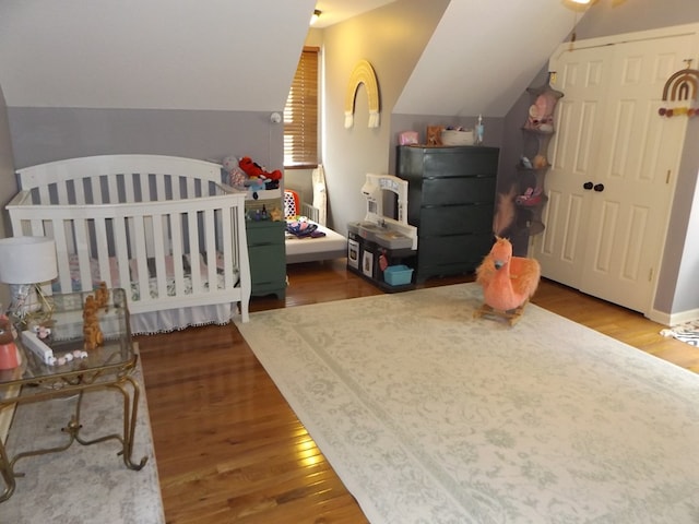 566 Breezy Ridge Rd, Woodlawn, VA 24381 - bedroom featuring lofted ceiling and wood finished floors