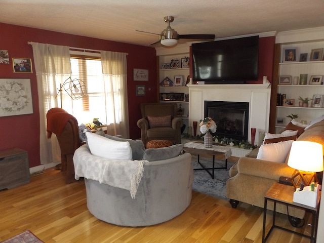 566 Breezy Ridge Rd, Woodlawn, VA 24381 - living area with ceiling fan, light wood-type flooring, and a fireplace