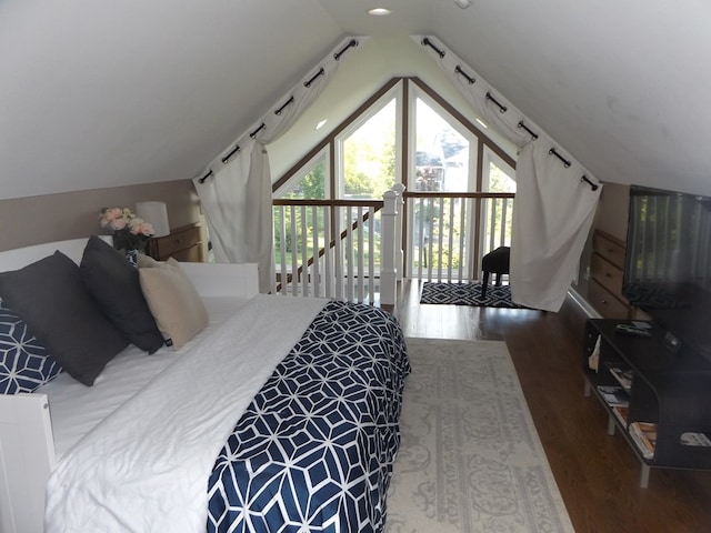 566 Breezy Ridge Rd, Woodlawn, VA 24381 - bedroom featuring wood finished floors and lofted ceiling
