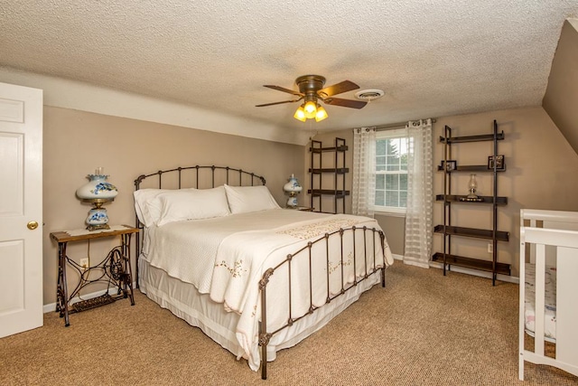 18357 Westwood Dr, Abingdon, VA 24211 - bedroom featuring carpet floors, a textured ceiling, and a ceiling fan