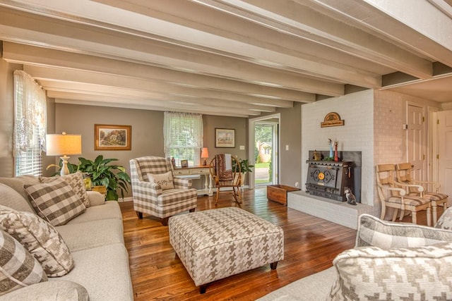 18357 Westwood Dr, Abingdon, VA 24211 - living room with hardwood / wood-style floors and beamed ceiling