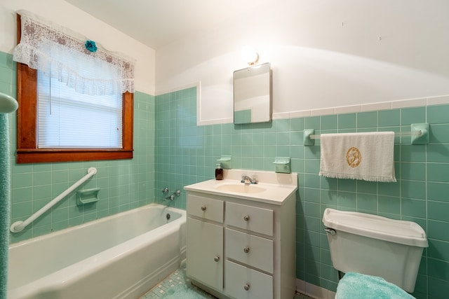 480 N 3rd St, Wytheville, VA 24382 - full bath with tile walls, a tub to relax in, toilet, and vanity