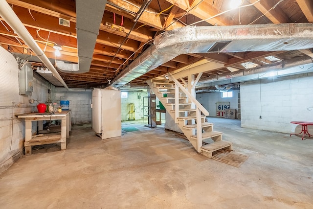 480 N 3rd St, Wytheville, VA 24382 - basement with stairway and electric panel