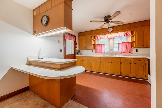 480 N 3rd St, Wytheville, VA 24382 - kitchen featuring a peninsula, open shelves, a sink, and light countertops