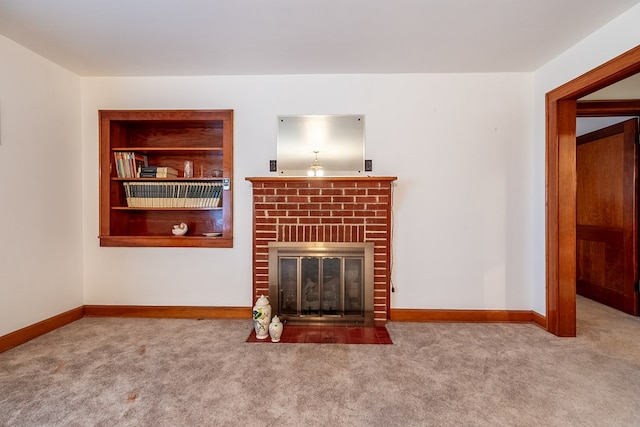480 N 3rd St, Wytheville, VA 24382 - unfurnished living room featuring carpet floors, baseboards, and a fireplace