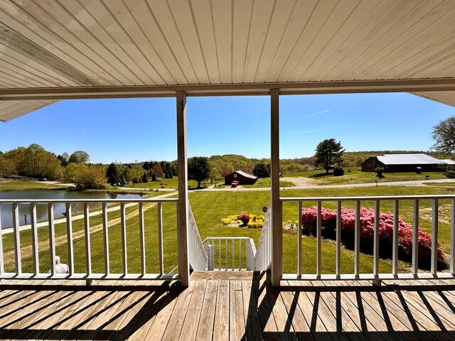 542 Volunteer Rd, Fancy Gap, VA 24328 - deck with a water view and a lawn