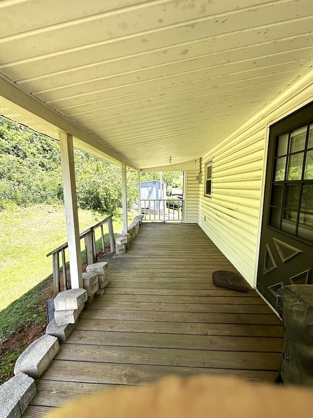 542 Volunteer Rd, Fancy Gap, VA 24328 - wooden deck with a storage unit
