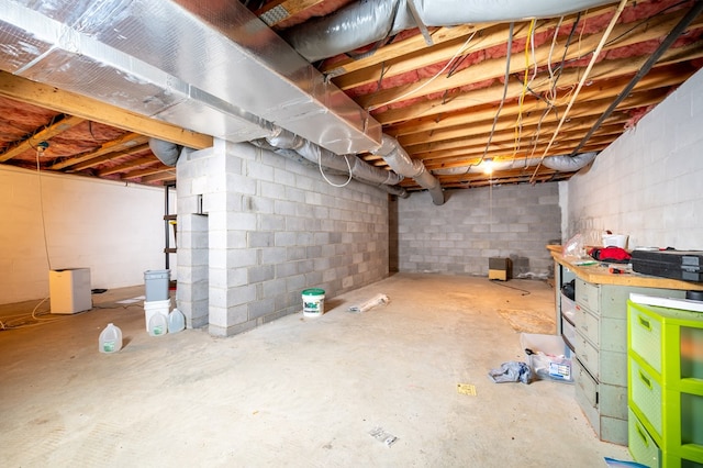 8214 Snake Creek Rd, Hillsville, VA 24343 - unfinished below grade area with concrete block wall