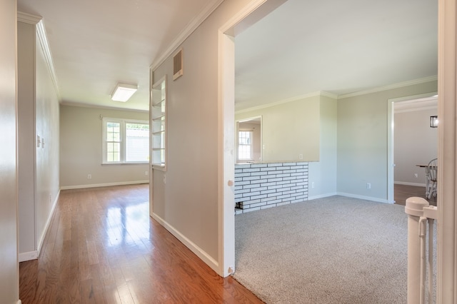 8214 Snake Creek Rd, Hillsville, VA 24343 - hallway featuring crown molding and wood finished floors