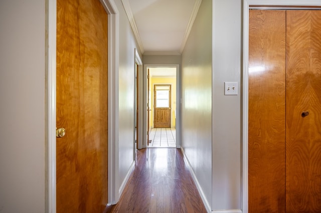 8214 Snake Creek Rd, Hillsville, VA 24343 - hallway featuring wood finished floors and ornamental molding