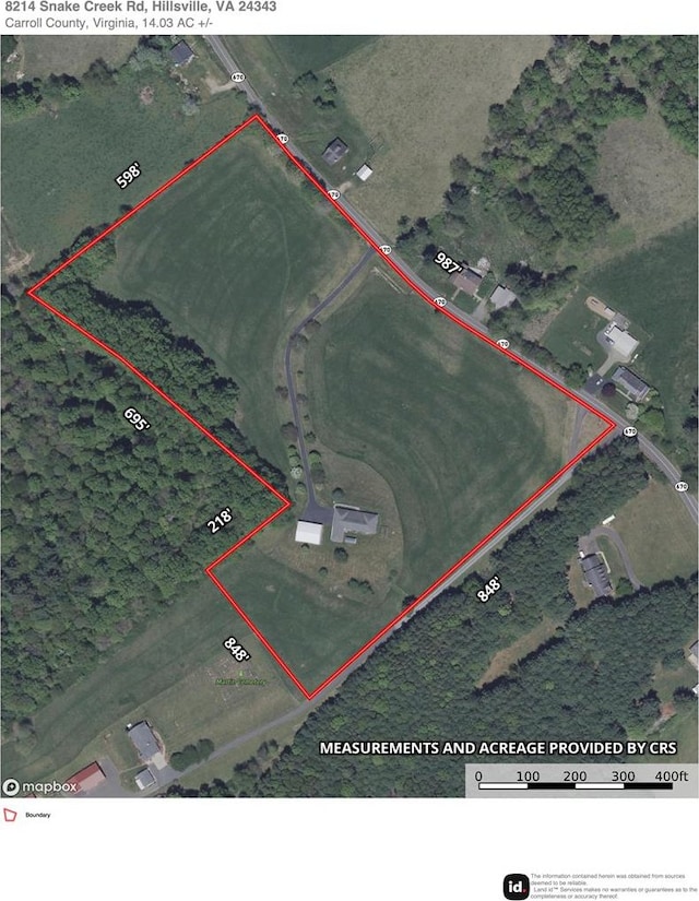 8214 Snake Creek Rd, Hillsville, VA 24343 - map of property location with property boundaries highlighted