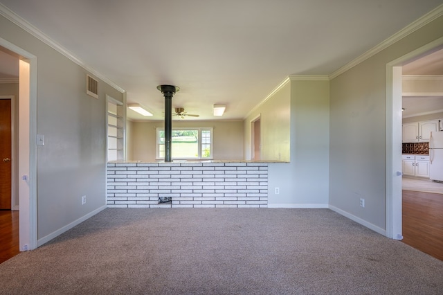 8214 Snake Creek Rd, Hillsville, VA 24343 - unfurnished room featuring crown molding, carpet floors, and ceiling fan