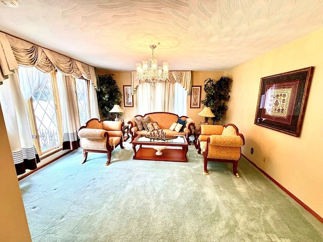 1595 Edgewater Dr, Grundy, VA 24614 - sitting room featuring a chandelier, carpet, and baseboards