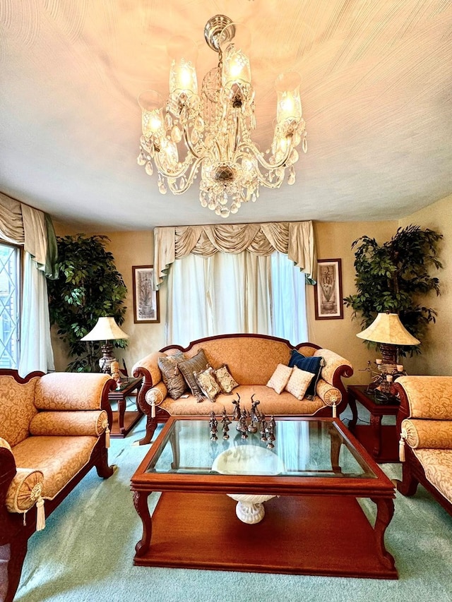 1595 Edgewater Dr, Grundy, VA 24614 - carpeted living area featuring plenty of natural light and a chandelier
