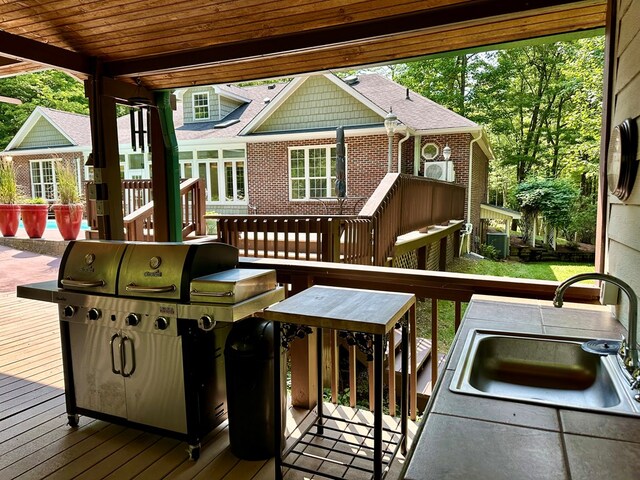 23677 Archery Range Rd, Bristol, VA 24202 - wooden deck featuring a sink and area for grilling