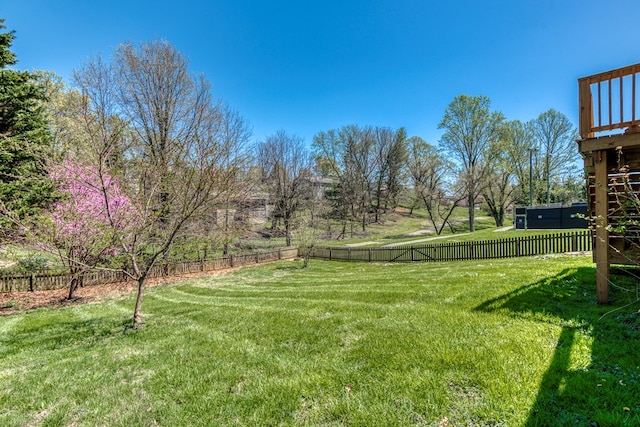 view of yard featuring a fenced backyard