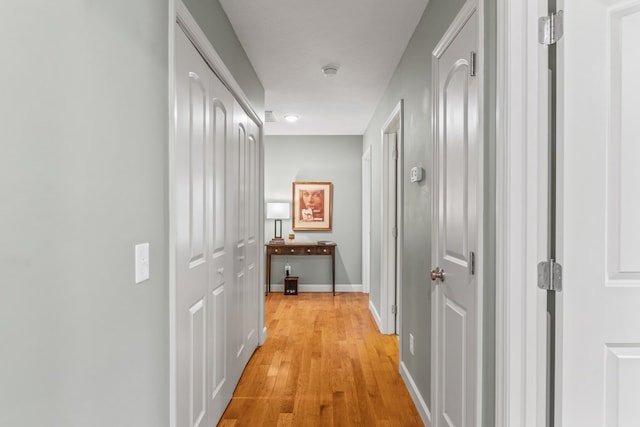 hall featuring light hardwood / wood-style floors