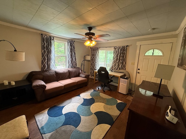 108 Square St, Bluefield, VA 24605 - office space with crown molding, wood finished floors, healthy amount of natural light, and ceiling fan