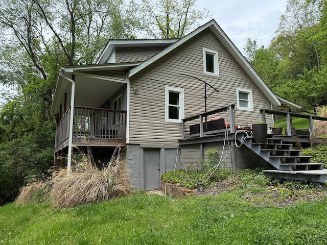 108 Square St, Bluefield, VA 24605 - back of house featuring stairway and a wooden deck