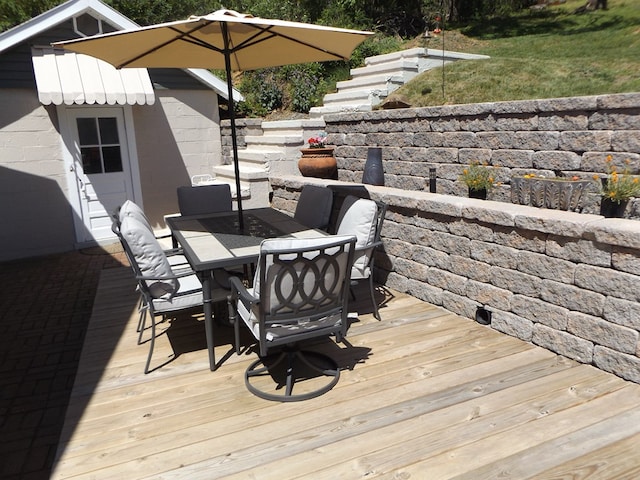 304 Edgewood Dr, Galax, VA 24333 - deck with outdoor dining space and stairway