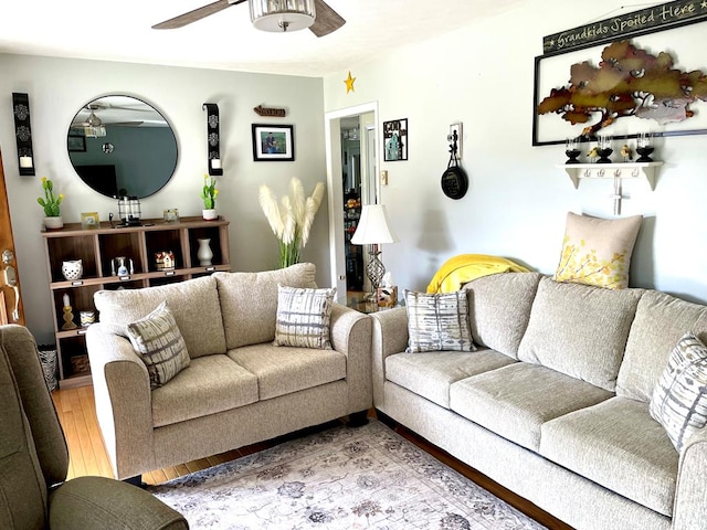 348 Rainbow Cir, Independence, VA 24381 - living area with a ceiling fan and wood finished floors
