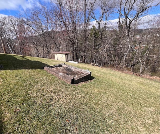 348 Rainbow Cir, Independence, VA 24381 - view of grassy yard featuring a shed