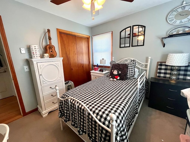 348 Rainbow Cir, Independence, VA 24381 - carpeted bedroom featuring a closet and ceiling fan