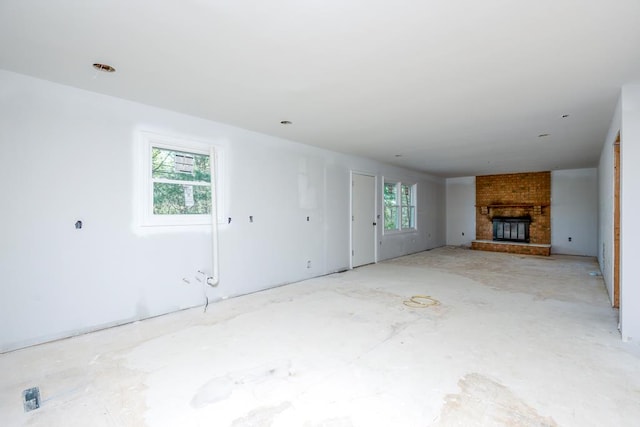 677 Summit Dr, Jonesborough, TN 37659 - unfurnished living room featuring a brick fireplace