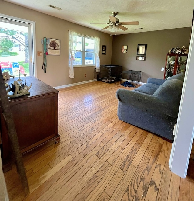 290 Hummingbird Hl, Tazewell, VA 24651 - living area with light wood-type flooring, ceiling fan, and baseboards