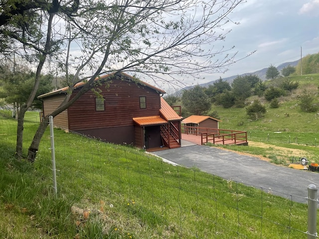 3747 Mountain Rd, Cedar Bluff, VA 24609 - view of side of property with a mountain view and an outbuilding