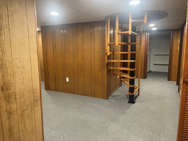 3747 Mountain Rd, Cedar Bluff, VA 24609 - finished basement featuring carpet floors, wooden walls, and recessed lighting