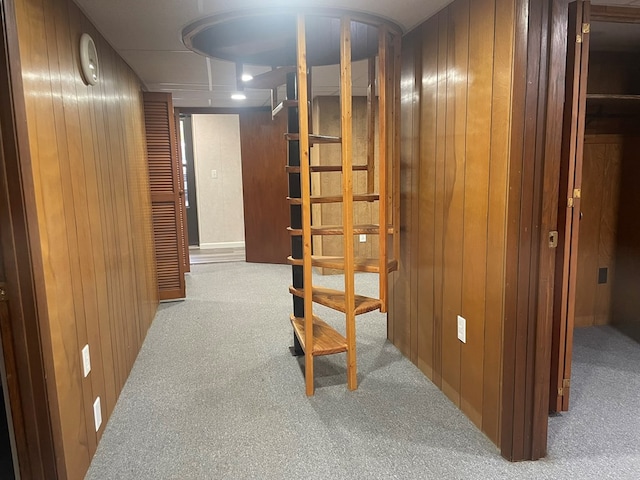 3747 Mountain Rd, Cedar Bluff, VA 24609 - hallway with carpet and wood walls